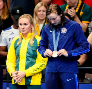 Ariarne Titmus tends to Olympics pre-race contention with Katie Ledecky